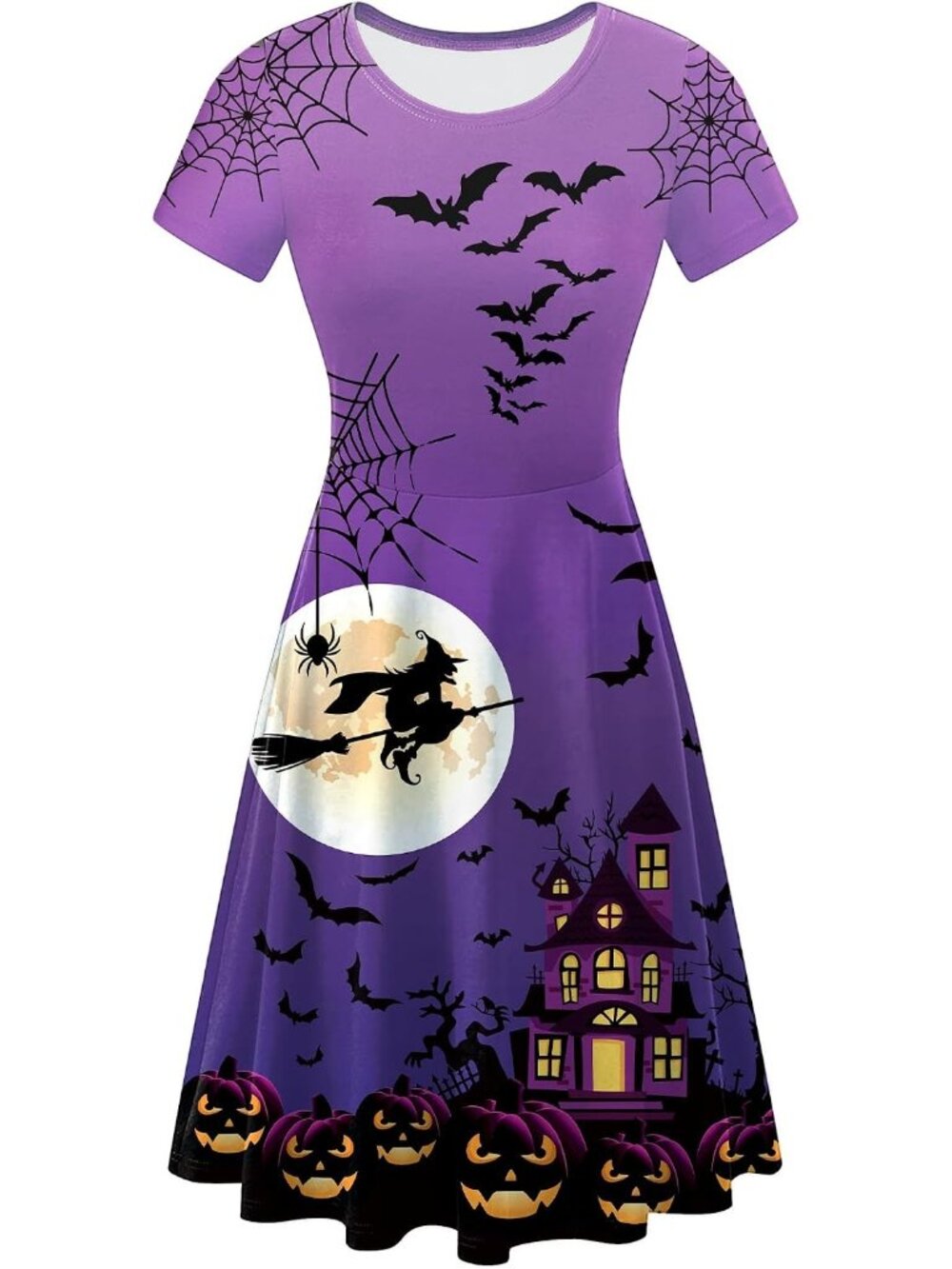 🎃Women's Pumpkin Castle Halloween Vintage Style Short Sleeves Printed Dresses